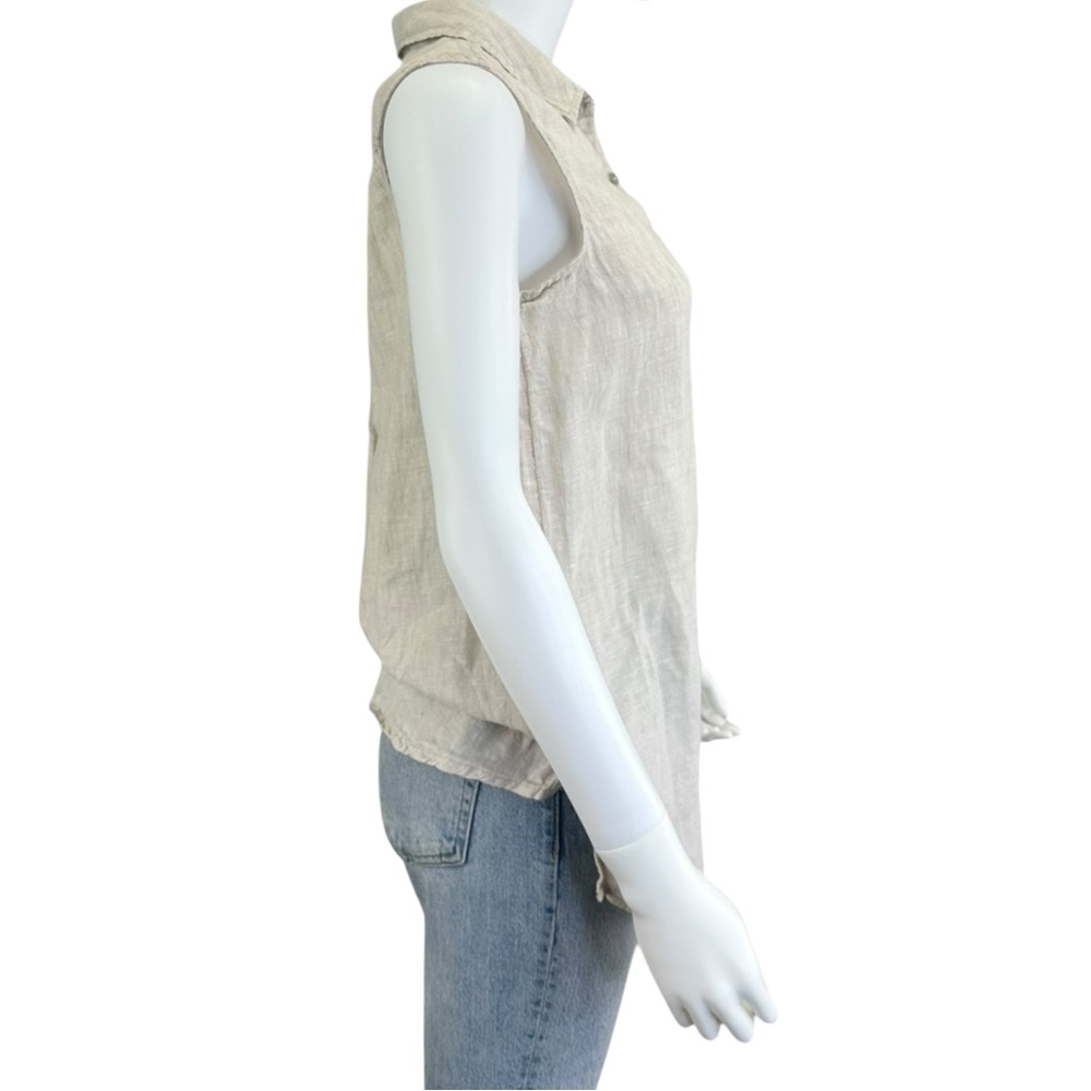 SIGRID OLSEN Beige Linen Button-Down Size S K0656 - Picture 2 of 11